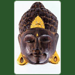 Holzmaske L: 25cm Buddha Maske Gold