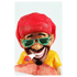 Rastafigur neben Baumstamm und Joint in der Hand