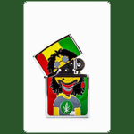 Benzin Feuerzeug BIG SIZE Farbe: Chrom mit Rasta-Man