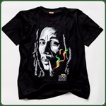 Schwarzes Bob Marley T-Shirt (trnen) "L"