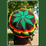 Rasta Tams Hkelmtze Bob Marley (Motiv 5 Stern Grn)  "klein"