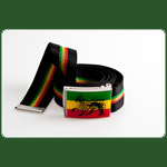 Rasta Grtel Metallschnalle "Lion" L:  153cm Schwarz m. dnnen S