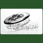 Acrylgrinder mit Magnet und Kruterfach "Black Leaf transparent"