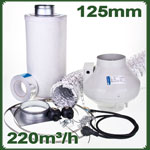 Komplettes BelftungsSet 125mm /  220m/h mit Systemair-Lfter