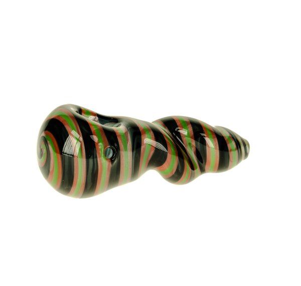 G-Spot Glaspfeife 10 cm schwarz/grun/rot gestreift Nr.31