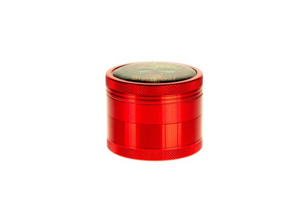 Black Leaf Pollinator Grinder mit Bild - Cyber Skull - D 50 mm H 40 mm - Rot