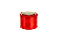 Black Leaf Pollinator Grinder mit Bild - Cyber Skull - D 50 mm H 40 mm - Rot