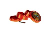 Black Leaf Pollinator Grinder mit Bild - Cyber Skull - D 50 mm H 40 mm - Rot