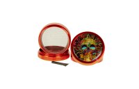 Black Leaf Pollinator Grinder mit Bild - Cyber Skull - D 50 mm H 40 mm - Rot