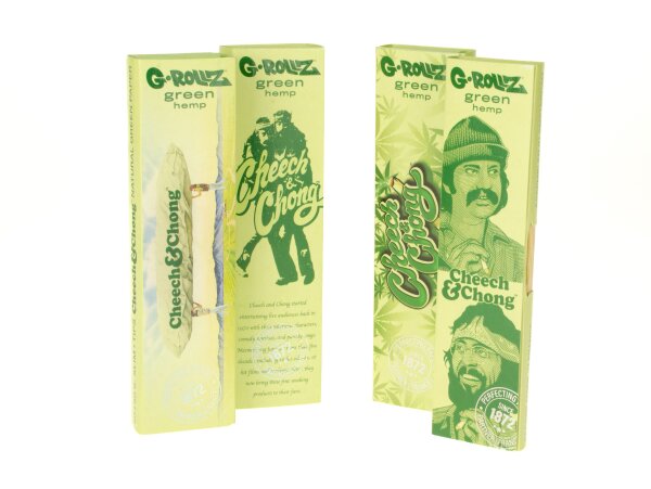 G-Rollz - unbleached - Cheech & Chong Organic Green Hemp - King Size Slim - 50 Blättchen + 50 Filter