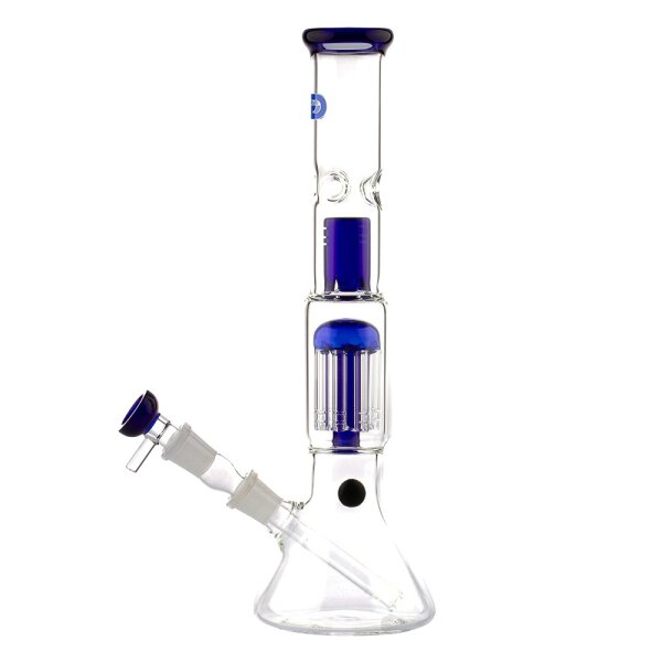 Grace Glass Glasbong 18,8er - OG Series Blue Shotgun - Baum Percolator + Bauch - H 34 cm D 55 mm WS 5