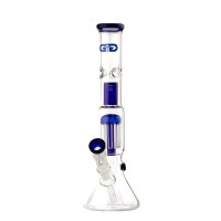 Grace Glass Glasbong 18,8er - OG Series Blue Shotgun - Baum Percolator + Bauch - H 34 cm D 55 mm WS 5