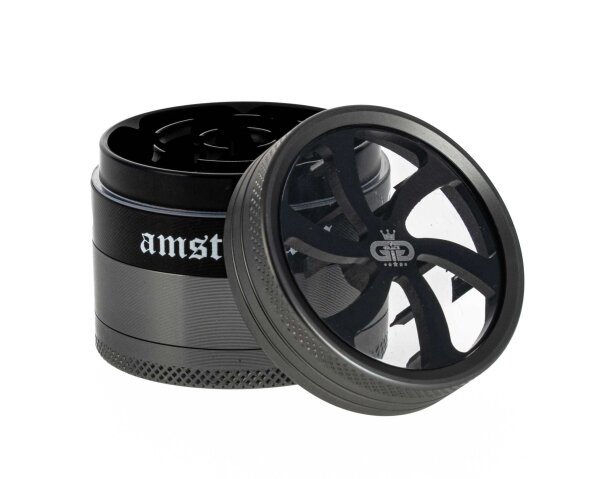 Dope Bros Pollinator Grinder - Sichtfenster & Schriftzug - Silber/Gold - D 50 mm