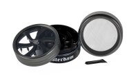 Dope Bros Pollinator Grinder - Sichtfenster & Schriftzug - Silber/Gold - D 50 mm
