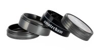 Dope Bros Pollinator Grinder - Sichtfenster & Schriftzug - Silber/Gold - D 50 mm