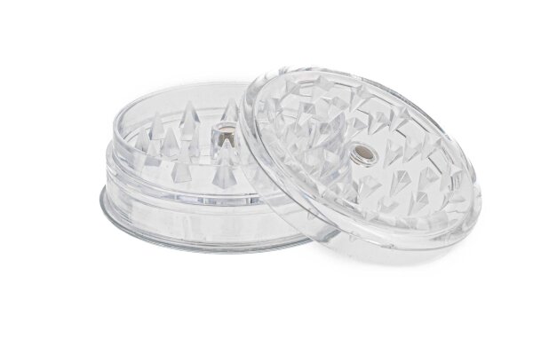 Acrylgrinder D 60 mm mit Magnet und Kräuterfach - Klar