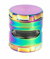 Pollinator Grinder - D 55 mm H 58 mm - herausnehmbares Sieb + Sichtfenster im Kräuterfach - Raibow