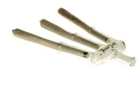Black Leaf Jointhalter/Jointadapter mit 3 Armen aus Glas - für 3 Joints