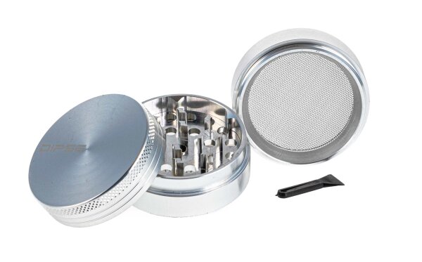 Pollinator Alugrinder "Dipse-Logo" 4 tlg. H 41 mm D 50 mm - Silber