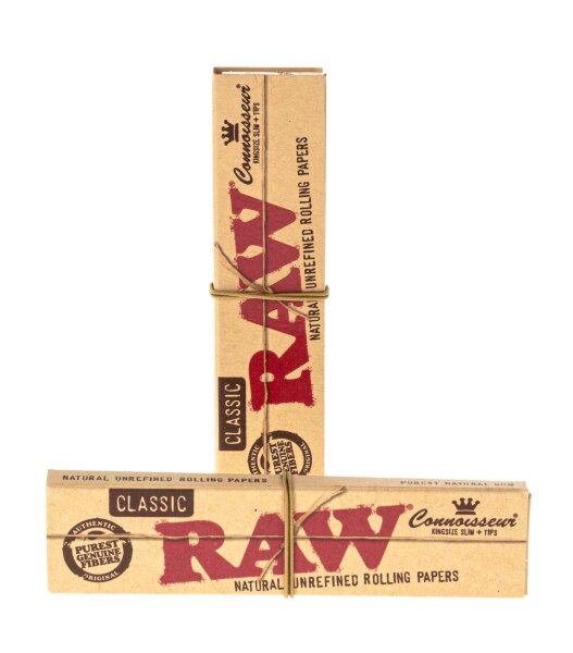 RAW Classic Connoisseur - unbleached - King Size Slim - 32 Blättchen + 32 Filtertips