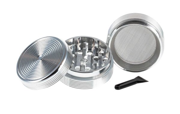 Metallgrinder "Ripped" Pollinator/Sieb H 33 mm D 35 mm - Silber