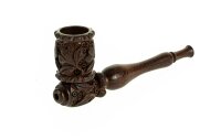 Purpfeife aus Rosenholz schraubbar geschnitzt L 10 cm
