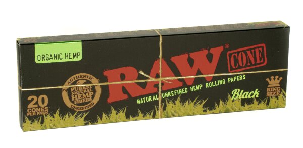 RAW Organic Hemp Black - King Size - Jointhülsen Cones - 20 Stk.