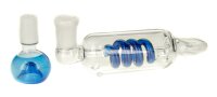 Glaspfeife mit Spirale innenliegend und Steckkopf - L 13 cm NS 14,5er - blau
