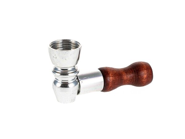 Metallpfeife mit Holzmundstück L 6 cm