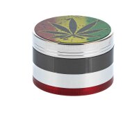 Pollinator Grinder - Glitzer Hanfblatt - D 50 mm H 35 mm - Rasta Farben
