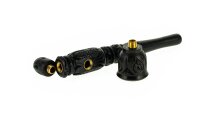 Holzpfeife / Kawumm verziert L 13 cm - Schwarz