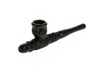 Holzpfeife / Kawumm verziert L 13 cm - Schwarz