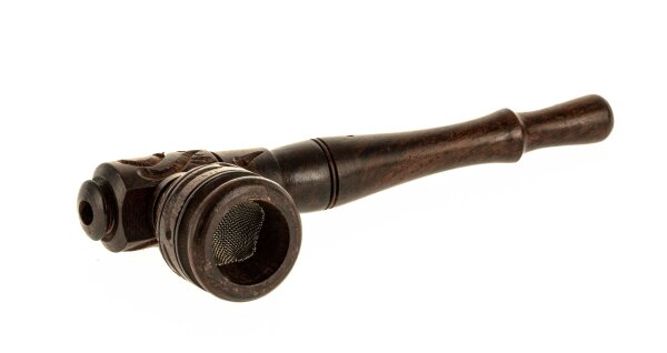 Holzpfeife/Kawumm L 13 cm Schraubkopf, geschnitzt - Braun
