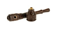 Holzpfeife/Kawumm L 13 cm Schraubkopf, geschnitzt - Braun