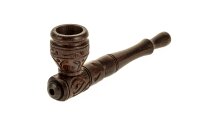 Holzpfeife/Kawumm L 13 cm Schraubkopf, geschnitzt - Braun