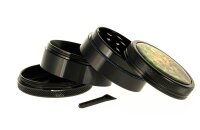 Black Leaf Pollinator Grinder mit Bild - Buds - D 50 mm H 40 mm - Schwarz