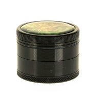 Black Leaf Pollinator Grinder mit Bild - Buds - D 50 mm H 40 mm - Schwarz