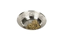 Bröselschale aus Metall D 100 mm - teilverziert mit "Ranken-Motiv"