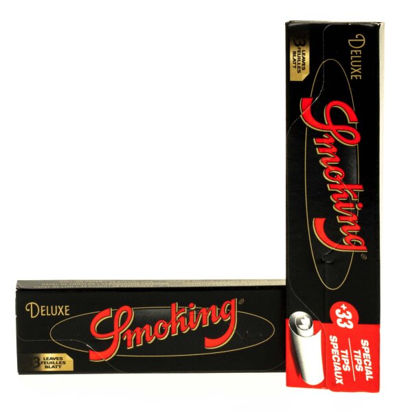 Smoking Deluxe (Black) - King Size Slim - 33 Blättchen + 34 Filtertips