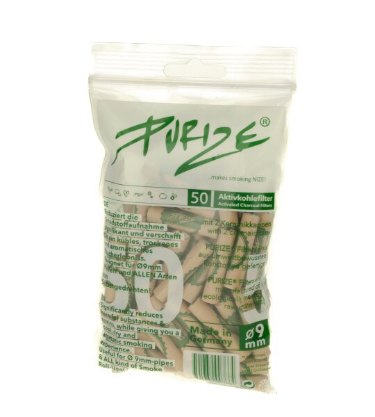 Purize Aktivkohlefilter - Regular - 9 mm - 50 Stk. - Organic (Braun)