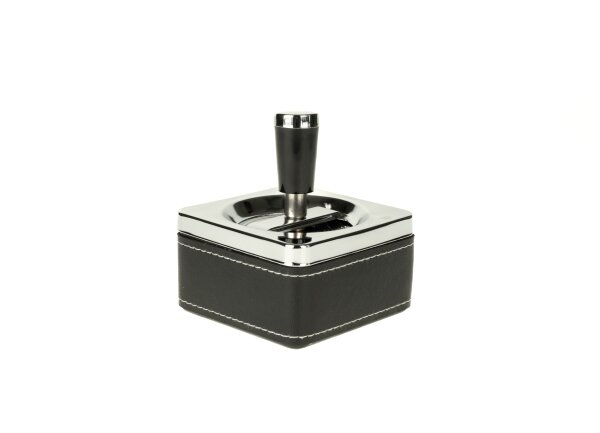 Angelo - Schleuderaschenbecher eckig 9x9 cm - Schwarz - Lederoptik