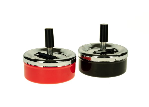 Schleuderaschenbecher - Einfach D 15 cm - 3 Farben Rot/Silber/Schwarz