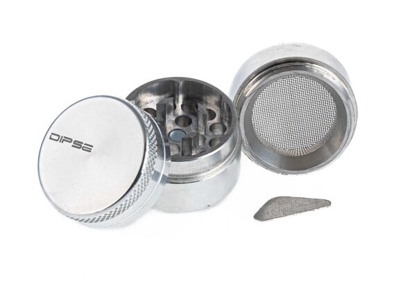 Pollinator Alugrinder "Dipse-Logo" 4 tlg. H 36 mm D 30 mm - Silber
