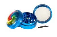Black Leaf - Pollinator Grinder 4tlg. H 48 mm D 50 mm "Mandala" mit Glaskuppel - Hellblau