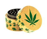 Pollinator Grinder aus Holz mit Hanfblättern 3tlg. D 60 mm