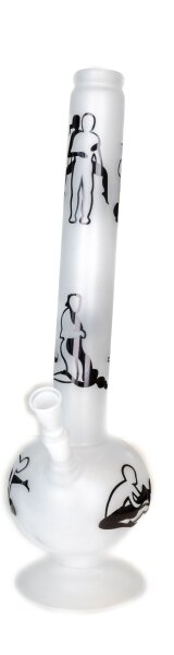 Kamasutra Glasbong > 18,8er H 46 cm D 50 mm gerader aufbau + Kugel "Schwarz/Frost"