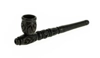 Holzpfeife Farbe: Schwarz schraubbar L 15,5 cm geschnitzt