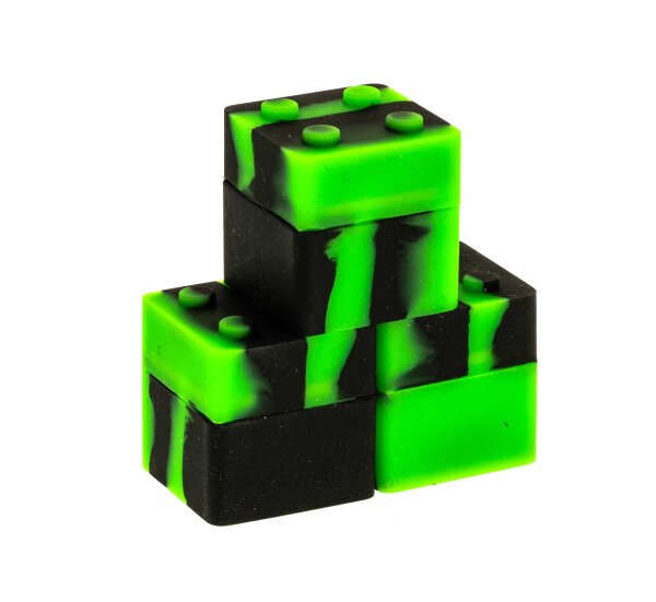 Silikondose "Legostein" 3x3 cm Farbe: Gelb/Grün/Schwarz