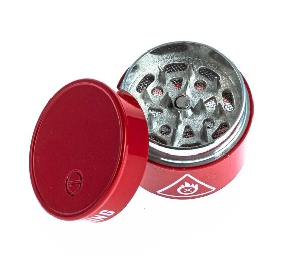 Pollinator / Siebgrinder aus Aluminium Öl-Fass Optik H 4,5 cm D 38 mm Farbe:Rot