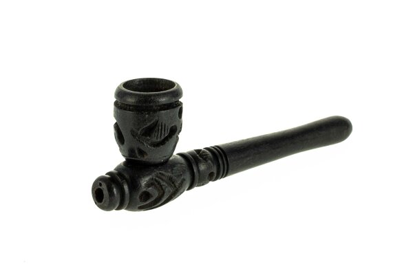 Holzpfeife Farbe: Schwarz schraubbar L 10 cm geschnitzt